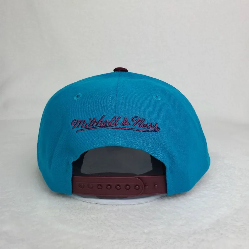 Detroit Pistons‎ Mitchell & Ness NBA Snapback Hat Cap 3D Logo Teal Maroon NWT